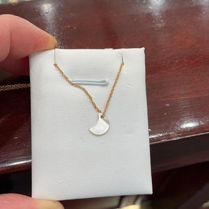 Mother ofpearl moon necklace 16” chain gold plated